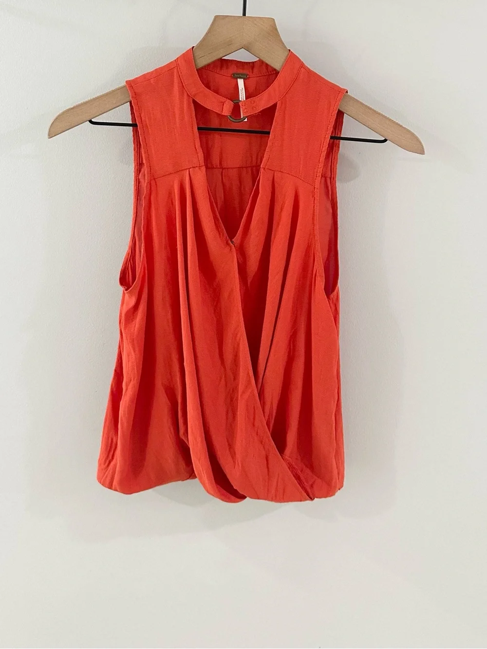 Free People Oh So Fine Choker Faux Wrap Sleeveless Top // Orange // XS